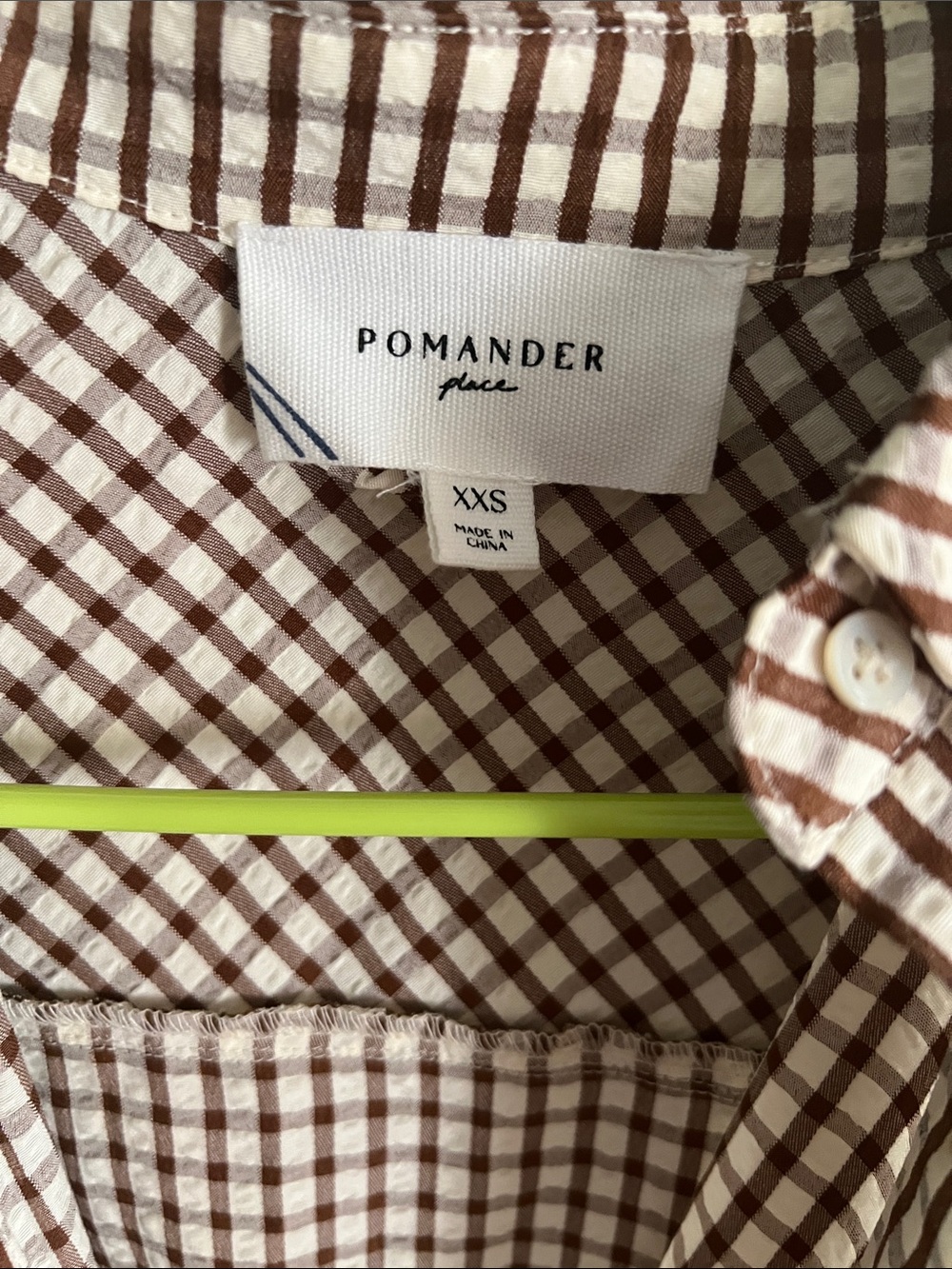 Brown Gingham Seersucker Zacara Dress XXS